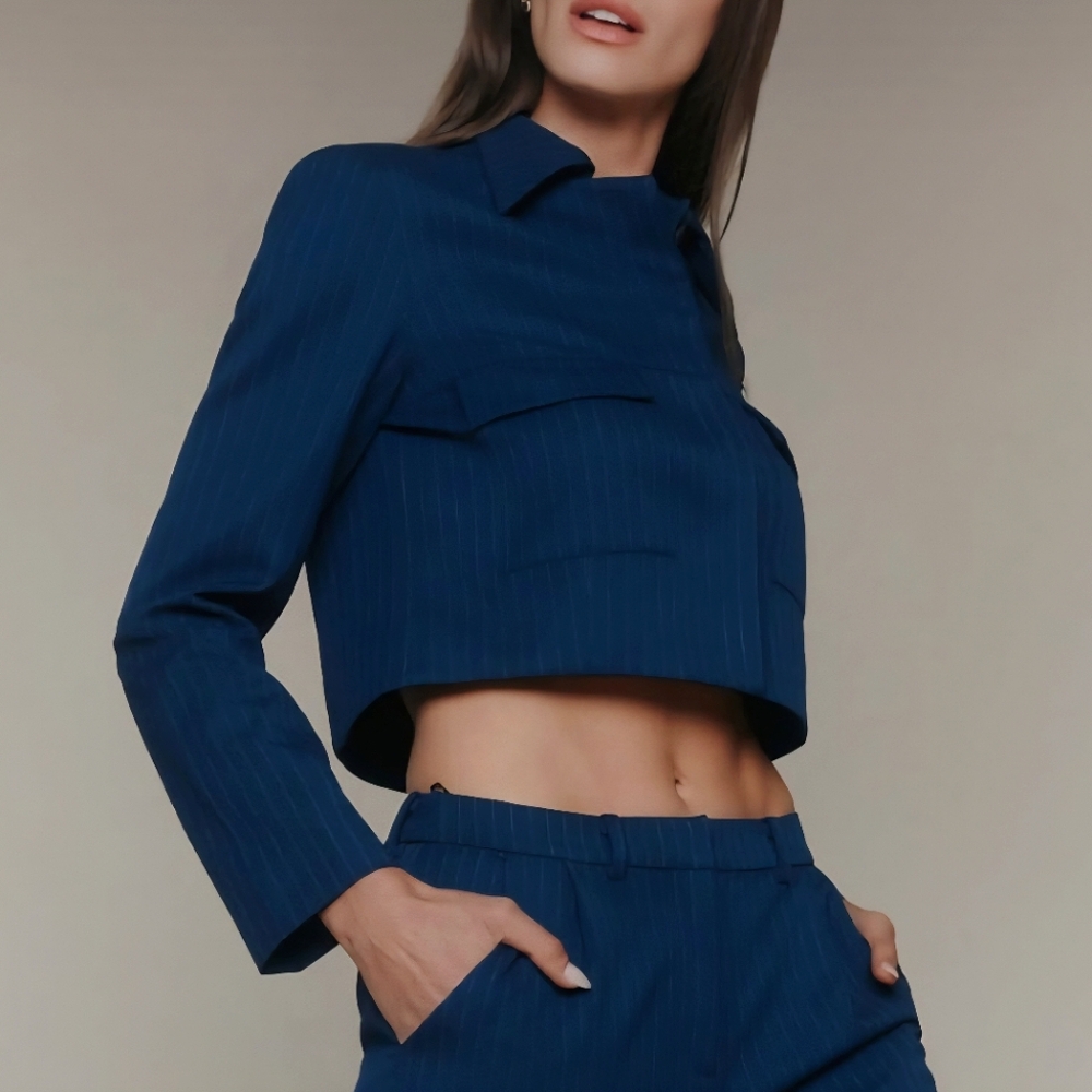 Amanda Uprichard Navy Cropped Jacket | NWT | Size Medium – Msrp $260 - Picture 7 of 16
